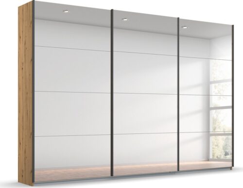 rauch Schwebetürenschrank Kleiderschrank Schrank Garderobe Wäscheschrank Ankleide ORACLE (Breiten 203/271/315/360 cm Höhen 210/229 cm) mit vollflächig aufgelegten Spiegelelementen MADE IN GERMANY