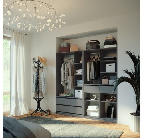 Vicco Kleiderschrank Elmo, Anthrazit, 200 x 200 cm 2er Set (3-St)
