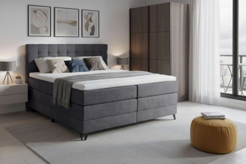 Home affaire Boxspringbett Ilona, Doppelbett, Polsterbett, Federkernbett, Komforbett, 160, 180 cm, inkl. Topper, zwei Bettkästen, Taschen-Federkernmatratze, Härtegrad 3