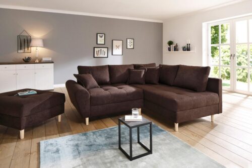 Home affaire Ecksofa Rice L-Form, B: 223 cm - OTTO. Verlässliche Qualität., Set: Sofa & Hocker, 3 Zierkissen, Federkern