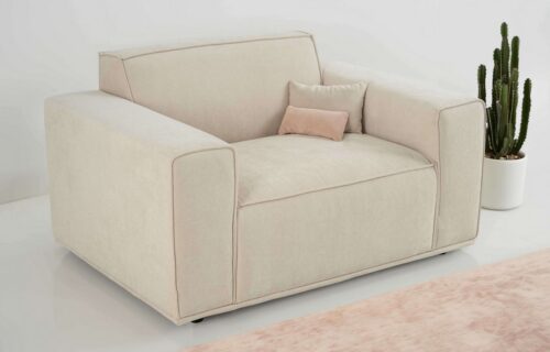 Home affaire Loveseat Avelin, 1.5 Sitzer, 140 cm, Chenille, Struktur-Boucle, mit Wellenunterfederung, Kedernaht, bodentief, Skandi-Design