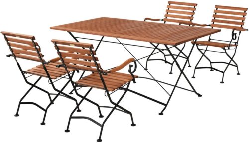 MERXX Garten-Essgruppe Schloßgarten, (5-tlg), 4 Klappsessel und Klapptisch