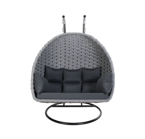 HOME DELUXE Hängesessel aus Seilgeflecht CADEIRA - (bestehend aus Sessel, Kissen und Gestell), inkl. Korb, Gestell & Kissen, Hängestuhl, Schwebesessel