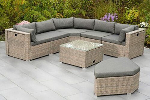 MERXX Gartenlounge-Set Rivello, (23-tlg), inkl. Auflagen, Aufstellmaß BxTxH: 225x225x63 cm
