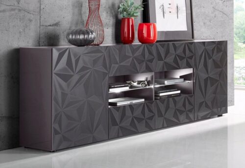 Home affaire Sideboard Prisma Breite 241, Kommode 2 Türen, 4 Schubkästen, Anrichte, Front mit elegantem Siebdruck, grifflos, viel Stauraum