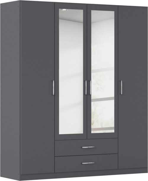 rauch Kleiderschrank Schrank Garderobe Ankleide GAMMA Breiten 91/136/181/226/271/315/360 cm (in 3 Ausstattungen BASIC/CLASSIC/PREMIUM (inkl. SOFT-CLOSE-Funktion) verschiedene Griff-Varianten, mit Spiegel TOPSELLER MADE IN GERMANY
