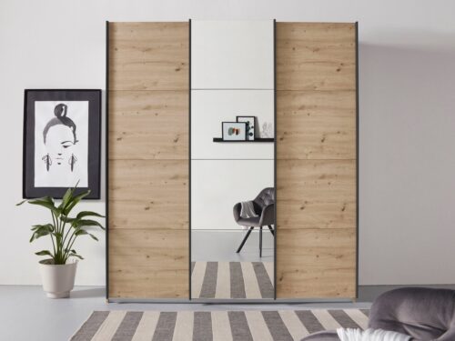 rauch Schwebetürenschrank Kleiderschrank Schrank Garderobe TOPSELLER OTELI inkl. Inneneinteilung (Breiten 203/271/315/360 cm Höhen 210/229 cm) mit 3 Innenschubladen sowie zusätzlichen Einlegeböden MADE IN GERMANY