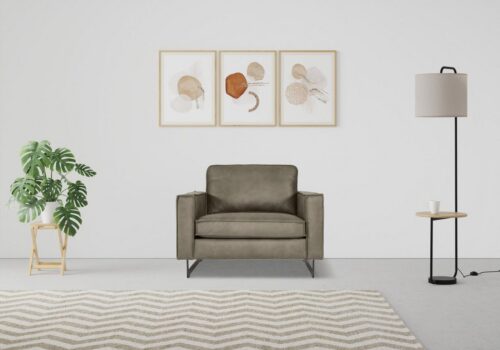 Home affaire Loveseat Pinto 105 cm, Cord, Chenille, Lederoptik, mit Keder, Metallfüßen und auch in Cord Bezug erhältlich