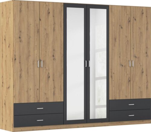 rauch Drehtürenschrank Kleiderschrank Schrank Garderobe Wäscheschrank BORBONA (Breiten 226/271 cm, Höhe 210 cm) in 2 Breiten, mit Spiegel und vielen Farbkombinationen MADE IN GERMANY