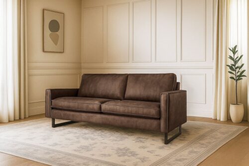 Home affaire 3-Sitzer Pinto, 206 cm, Cord, Chenille, Lederoptik, mit Keder, schwarze Metallfüße, Wellenunterfederung