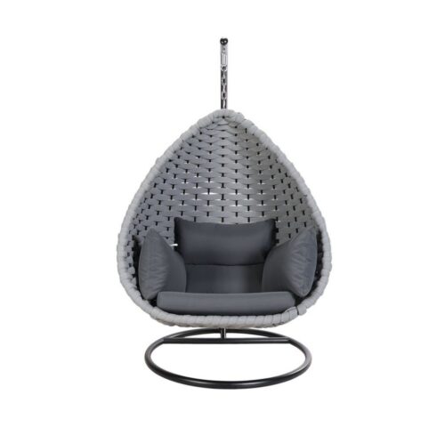 HOME DELUXE Hängesessel CADEIRA aus Seilgeflecht - 114 x 196 x 104 cm, inkl. Korb, Gestell & Kissen, Hängestuhl, Schwebesessel
