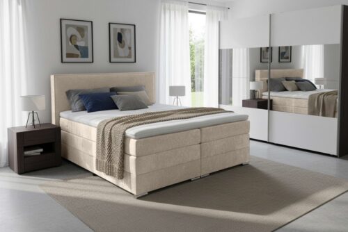 Home affaire Boxspringbett Romeo, Doppel- & Polsterbett, Federkernbett, Komfortbett, 160, 180 cm, inkl. 6 cm Topper, zwei Bettkästen, Taschen-Federkernmatratze in H4