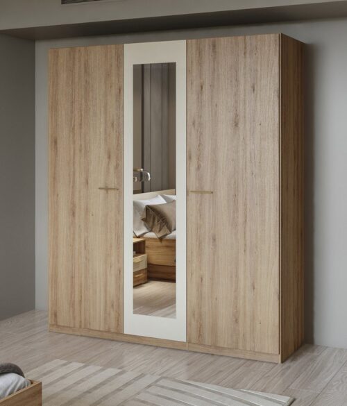 Home affaire Kleiderschrank Bitry, Wäscheschrank incl. kompletter Innenausstattung Kleiderschrank, verstellbare Einlegeböden 22 mm stark, Spiegeltür