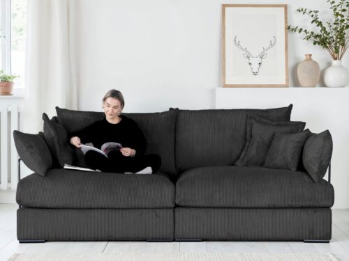 Home affaire Big-Sofa Casa XL, B: 190 cm, 4 Zierkissen, Mega-Sofa, in Cord oder Chenille-Struktur, Federkern
