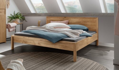 Home affaire Massivholzbett Huven Doppelbett, Holzbett, hohe Belastbarkeit: 200kg je Seite (1-tlg., in 4 Breiten, Einlasstiefe 16 oder 20cm, niedrige Fußhöhe), Massivholz, Skandinavisches Design, Robust, stabil, FSC zertifiziert