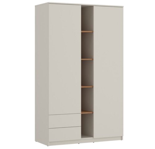 Lomadox Kleiderschrank FIER-129 Kaschmir mit Eiche, 2 Türen, 2 Schubladen, grifflos, Breite 120cm