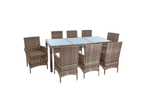 ESTEXO Sitzgruppe Polyrattan Gartenmöbel Set f. 8 Personen Rattan Gartenset Beige-Brau