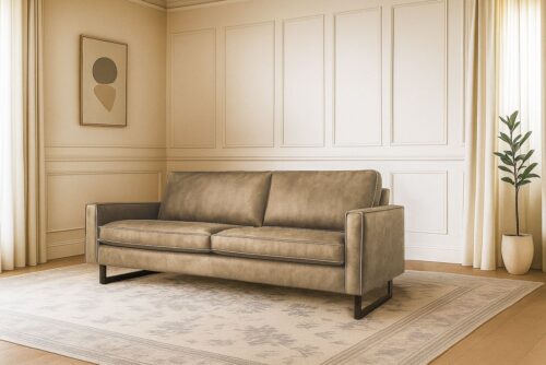 Home affaire 3-Sitzer Maxi-Ausführung Pinto, 236 cm, Cord, Chenille, Lederoptik, mit Keder, schwarze Metallfüße, Wellenunterfederung