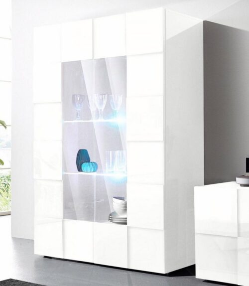 Home affaire Vitrine Dama Höhe 166 cm, Breite 121 cm, Stauraumvitrine mit 2 Türen, Standvitrine - Front in 3D-Optik, viel Stauraum, verschiedene Farben