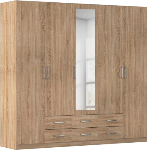 rauch Kleiderschrank Schrank Garderobe Ankleide GAMMA Breiten 91/136/181/226/271/315/360 cm (in 3 Ausstattungen BASIC/CLASSIC/PREMIUM (inkl. SOFT-CLOSE-Funktion) verschiedene Griff-Varianten, mit Spiegel TOPSELLER MADE IN GERMANY