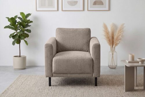 Home affaire Sessel Sveeva, Breite 78 cm, schwarze Metallfüße, langlebiger Webstoff, viele Farben zur Auswahl