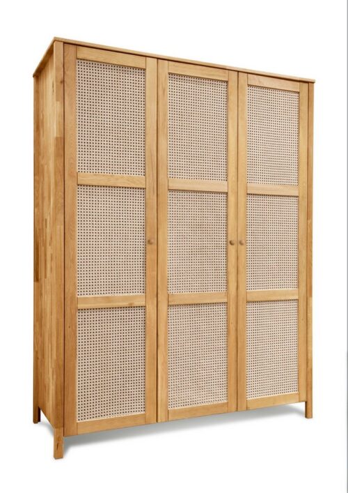 Home affaire Kleiderschrank Hällevik, Kleiderschrank, Aufbewahrung, Stauraum, Soft-Close-Funktion Türfronten mit Wiener Geflecht, FSC® Zertifizierte massive Eiche