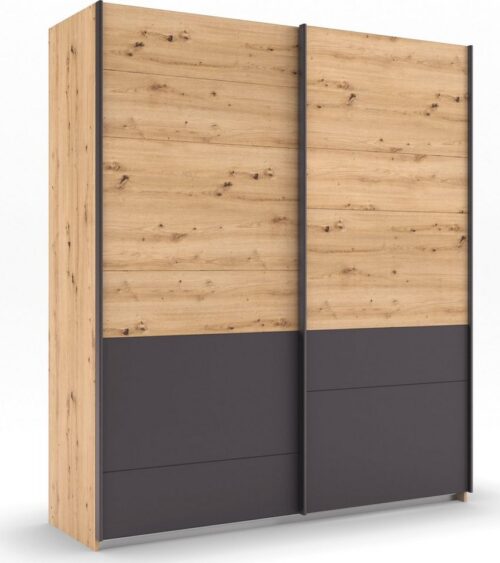 rauch Schwebetürenschrank Kleiderschrank Ankleide Garderobe Schlafzimmerschrank BILBAO-EXTRA (Breiten 181/226/271 cm, Höhe 210 cm) in moderner Absetzung mit Griffleisten in Graumetallic MADE IN GERMANY