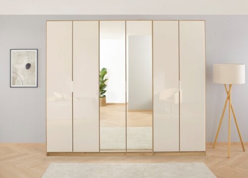 rauch Drehtürenschrank Kleiderschrank Schrank Garderobe KOLUNA mit hochwertiger Glas-Front (Breiten 181/226/271/315 cm Höhen 210/229 cm) mit Spiegel, inkl. 2 Innenschubladen sowie extra Böden MADE IN GERMANY
