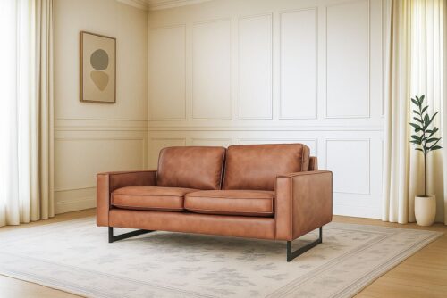 Home affaire 2-Sitzer Pinto, 166 cm, Cord, Chenille, Lederoptik, mit Keder, schwarze Metallfüße, Wellenunterfederung
