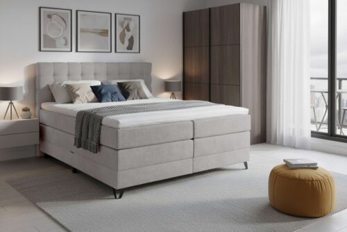 Home affaire Boxspringbett Ilona, Doppelbett, Polsterbett, Federkernbett, Komforbett, 160, 180 cm, inkl. Topper, zwei Bettkästen, Taschen-Federkernmatratze, Härtegrad 3