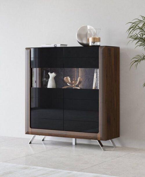 Home affaire Highboard Kasai, Höhe 136,5 cm, 2 Türen mit Glaseinsatz