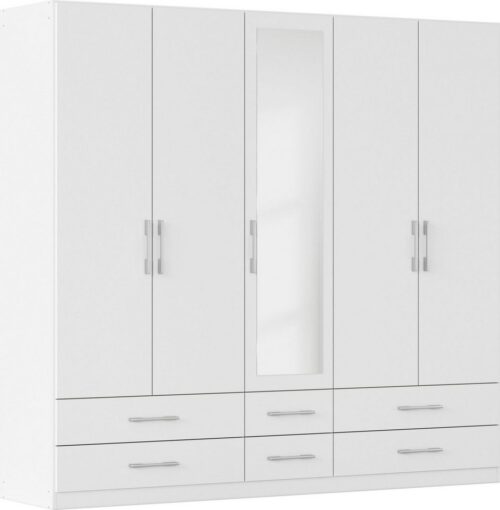 rauch Kleiderschrank Schrank Garderobe Wäscheschrank HERSBRUCK in 2 Breiten (Breiten: 226 oder 271 cm, Höhe 210 cm) mit 6 großzügigen Schubladen sowie Spiegeltüren MADE IN GERMANY