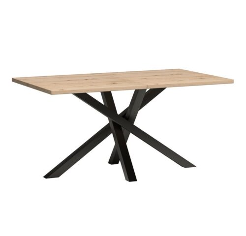Lomadox Esstisch CALLAO-161, ausziehbar 160-260 cm Eiche mit Metallgestell schwarz