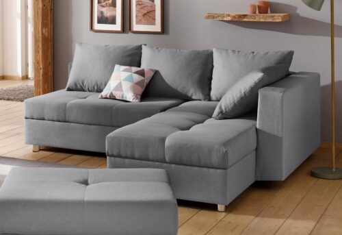 Home affaire Ecksofa Italia L-Form, B: 217 cm, Bettfunktion, Bettkasten & 1 Zierkissen, Federkern