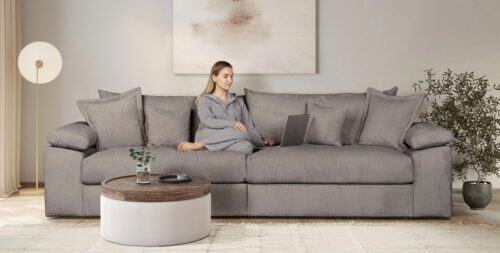 Home affaire Big-Sofa Soft&Cosy XXL, B: 303 cm - OTTO. Verlässliche Qualität., Mega-Sofa, Cord oder Chenille-Struktur, mit Federkern & 4 Zierkissen