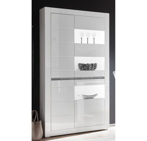 Lomadox Vitrine COGO-61 weiß Hochglanz inkl. LED 100x198x35cm