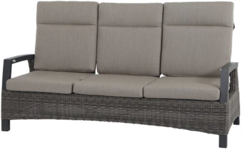 Siena Garden Gartenlounge-Bank CORIDO Lounge 3er Sofa in charcoal grey, Gestell Alu matt anthrazit, mit Sitz- u. Rückenkissen taupe meliert