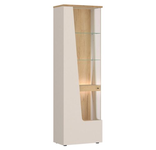 Lomadox Vitrine CARMONA-129 60 cm breit in Kaschmir & Eiche, Türanschlag rechts