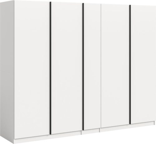 Home affaire Kleiderschrank BENDINGO, TOPSELLER!, Schlafzimmerschrank, Schrank, Garderobenschrank (OTTO BESTSELLER, Garderobe & Schlafzimmer) Breite 230cm, weiß, 5-türig, 2 Kleiderstangen und 6 Ablageböden