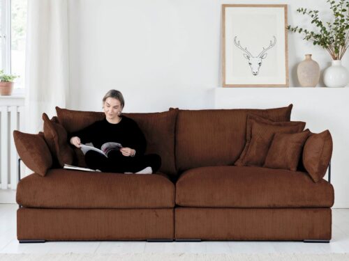 Home affaire Big-Sofa Casa XL, B: 190 cm, 4 Zierkissen, Mega-Sofa, in Cord oder Chenille-Struktur, Federkern