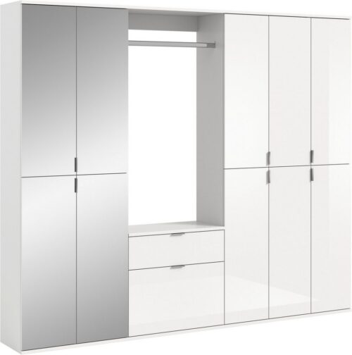 Home affaire Garderoben-Set Trondheim, Breite 213 cm, 6-teilig, bestehend aus:, (Set, 5-St), 3x Garderobenschrank, 1 Kommode, 1 Garderobenstange, 1 Ablageboden
