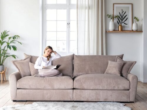 Home affaire Big-Sofa Finca XL, B: 190 cm, 4 Zierkissen, Mega-Sofa, in Cord oder Chenille-Struktur, Federkern