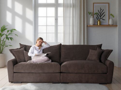 Home affaire Big-Sofa Finca XL, B: 190 cm, 4 Zierkissen, Mega-Sofa, in Cord oder Chenille-Struktur, Federkern
