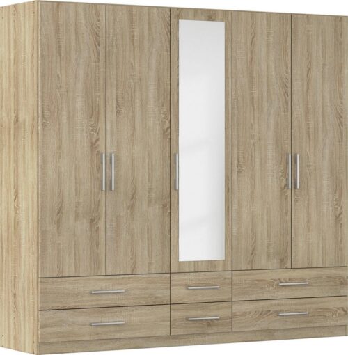 rauch Kleiderschrank Schrank Garderobe Wäscheschrank HERSBRUCK in 2 Breiten (Breiten: 226 oder 271 cm, Höhe 210 cm) mit 6 großzügigen Schubladen sowie Spiegeltüren MADE IN GERMANY
