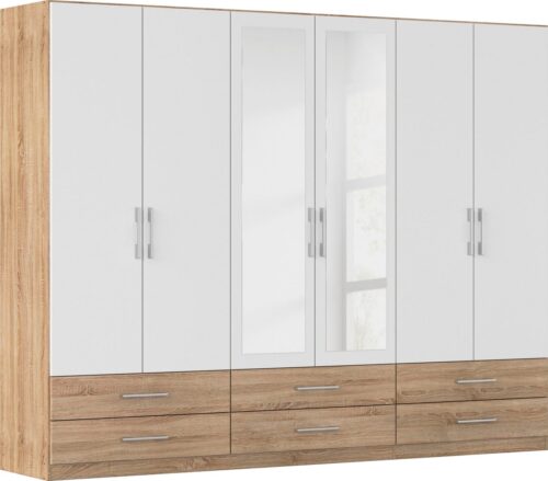 rauch Kleiderschrank Schrank Garderobe Wäscheschrank HERSBRUCK in 2 Breiten (Breiten: 226 oder 271 cm, Höhe 210 cm) mit 6 großzügigen Schubladen sowie Spiegeltüren MADE IN GERMANY