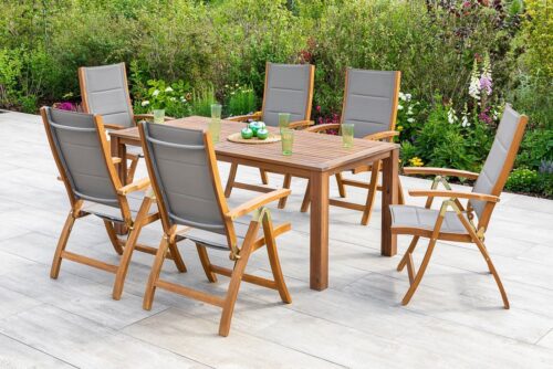 MERXX Garten-Essgruppe Acapulco, (7-tlg), 6 Klappsessel mit Tisch