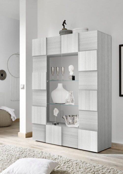 Home affaire Vitrine Dama Höhe 166 cm, Breite 121 cm, Stauraumvitrine mit 2 Türen, Standvitrine - Front in 3D-Optik, viel Stauraum, verschiedene Farben