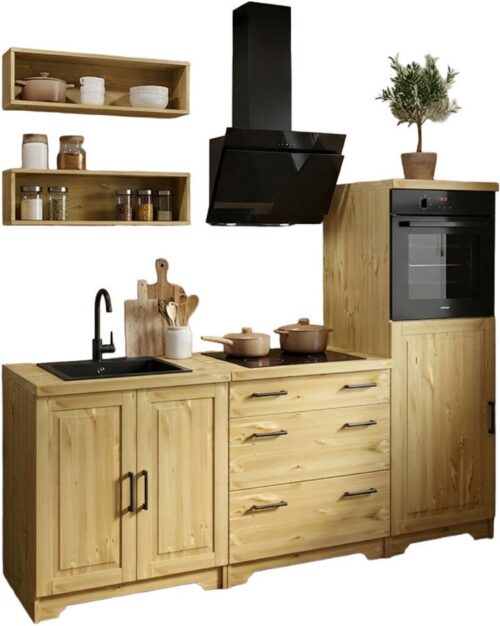 Home affaire Küchenzeile Meliss, aus massiver Kiefer, mit Soft-Close-Funktion, 5-teiliges Set
