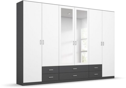rauch Kleiderschrank Schrank Garderobe Ankleide GAMMA Breiten 91/136/181/226/271/315/360 cm (in 3 Ausstattungen BASIC/CLASSIC/PREMIUM (inkl. SOFT-CLOSE-Funktion) verschiedene Griff-Varianten, mit Spiegel TOPSELLER MADE IN GERMANY