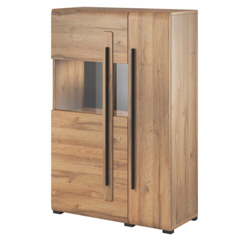 Lomadox Highboard TURDA-83, Grandson Beleuchtung und Absetzungen schwarz 90/136/39 cm